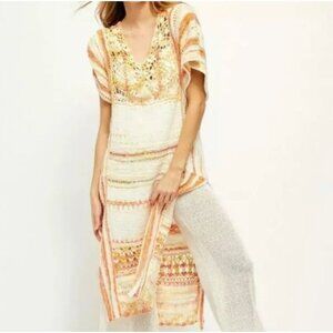 Free People Crochet Sweater Dress Kaftan Cover Up Sunflare Combo Size S